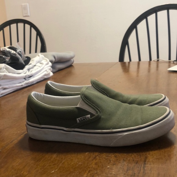 vans slip on army green